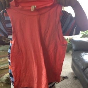 Coral Mock Neck Crop Top