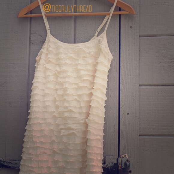Free People Cream Ruffle Tank
