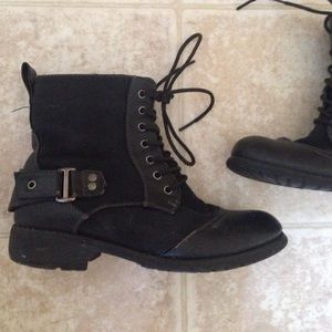 black combat boots