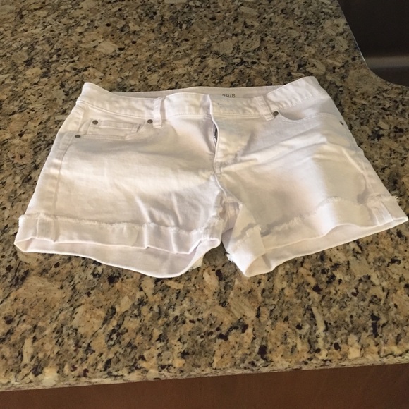 White jean shorts.