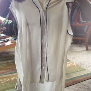 White and Purple Flowy Top