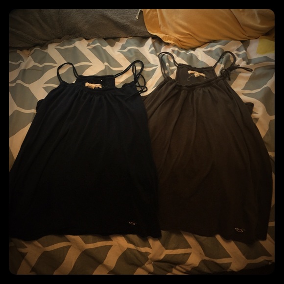 Navy and olive halter tanks with bows