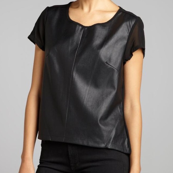 Black Faux Leather Front Top