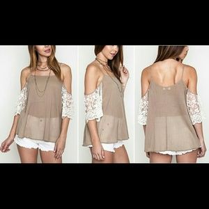 Lace detail Off Shoulder Blouse Large