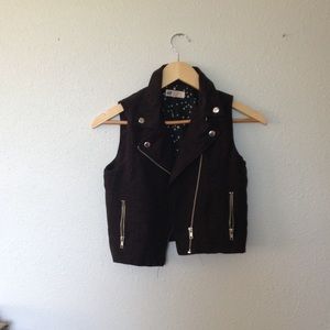 Sleeveless suede biker vest