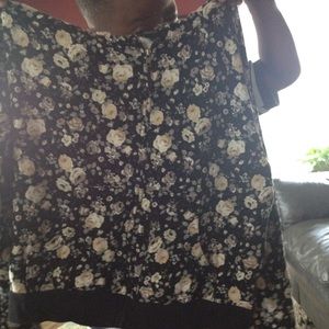 Black and Cream Floral Print Sweater