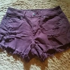 american eagle high waisted purple festival shorts