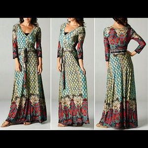 Surplus 3/4 Sleeve Long Wrap Maxi Dress Plus Size