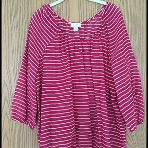 Red & white striped top
