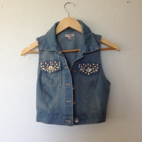 Beaded denim vest