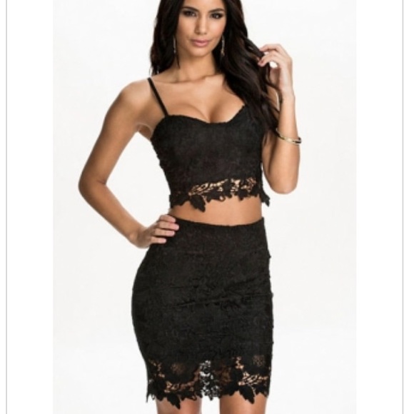 black lace crop top skirt set from Lv boutique&#39;s closet on Poshmark