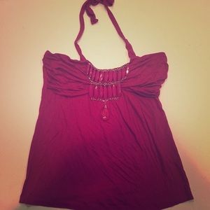Pink Jeweled Halter Top