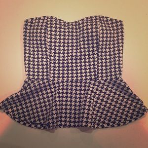 Houndstooth Peplum Tube Top