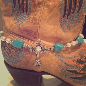 Turquoise Cross Boot Anklet