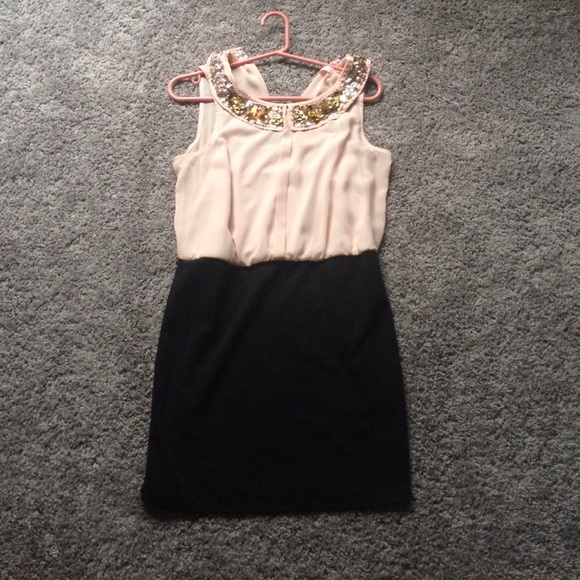 Peach and black Christmas dress