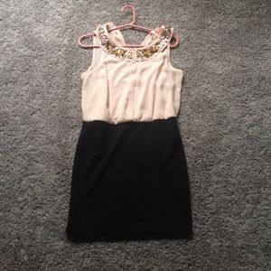Peach and black Christmas dress