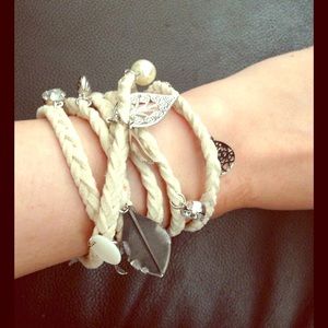 Braided Suede Charm Wrap Bracelet