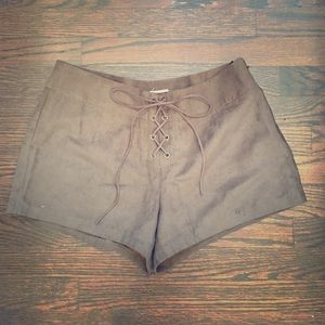 Faux Suede Lace Up Boho Shorts