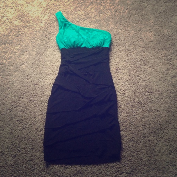 Teal and black dress