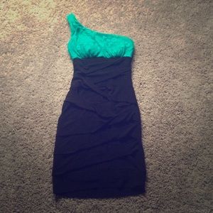 Teal and black dress