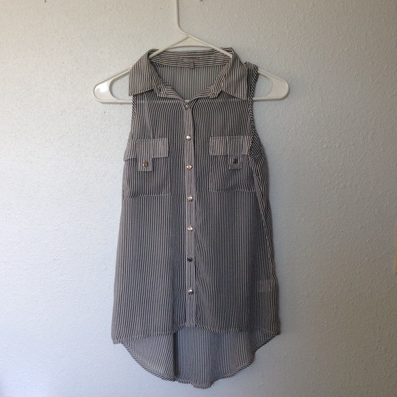 Stripped collared sheer top