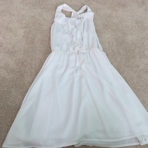 White Ruffle Halter Dress