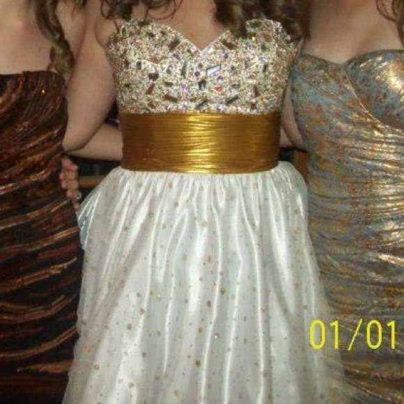 White and gold homecoming dress