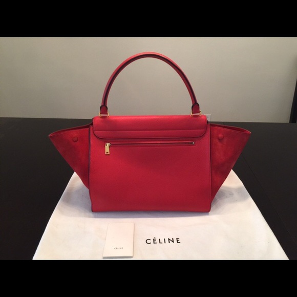 Céline Trapeze Red Calfskin Leather and Suede