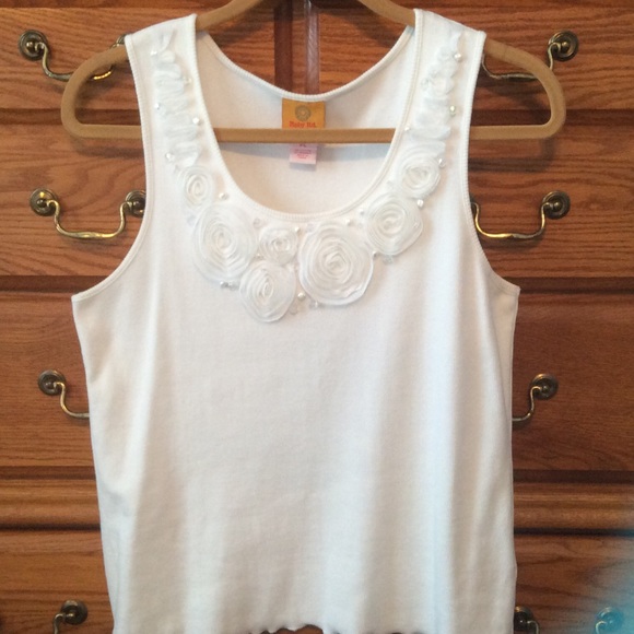 Ruby Rd Tops - Ruby Rd. White Petite Embellished Tank