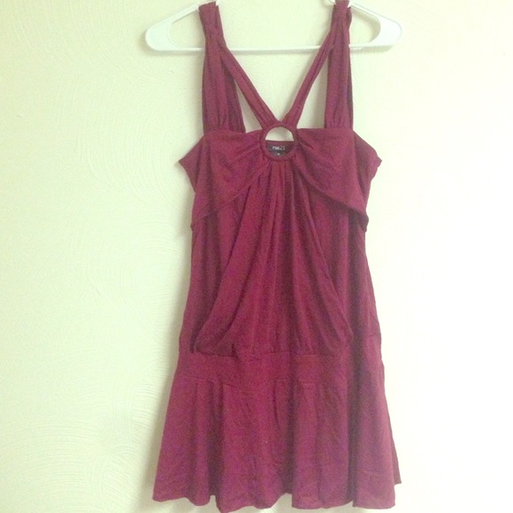 Maroon cutout neckline dress