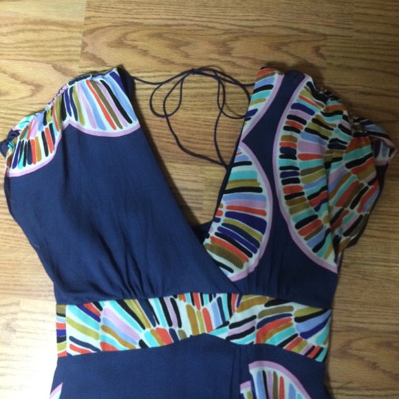 SOLD!! Tibi Navy Dress with multi-colored print - Picture 3 of 4
