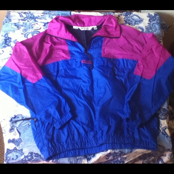 Vintage Neon Radial Sleeve Half-Zip Windbreaker