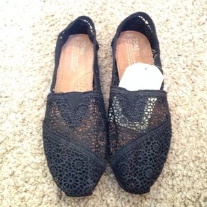 TOMS Black Crochet flats