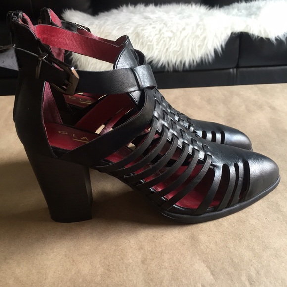 Black Gladiator Caged Ankle Booties NEW