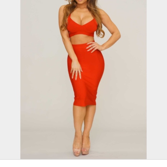 Two piece red dress