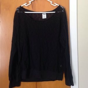 Victoria Secret PINK black lace long sleeve