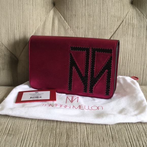 Tamara Mellon Rasberry Clutch New with tag