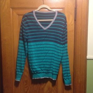 Green & navy striped sweater