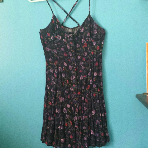 Black Floral Skater Dress