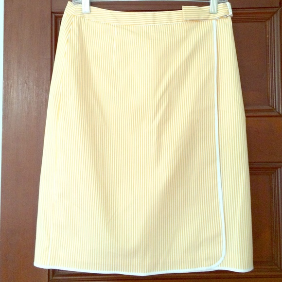 Brooks Brothers Yellow Seersucker Wrap Skirt