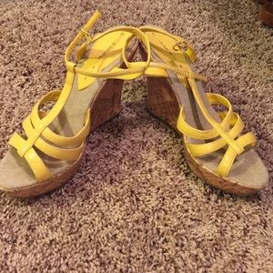 Yellow patent leather Wedge Size 7