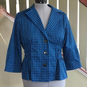 JOAN RIVERS Blue Houndstooth Jacket 💙 Sz L