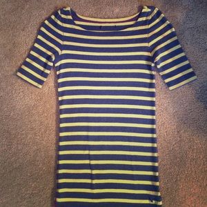 Navy and yellow stripe American Eagle top