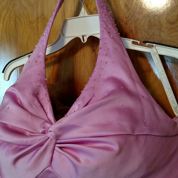 Pink Beaded Halter Formal - Picture 2 of 3