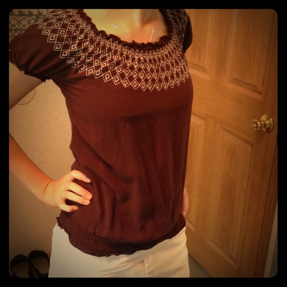 Cato Brown Cute Peasant Shirt