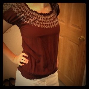 Cato Brown Cute Peasant Shirt