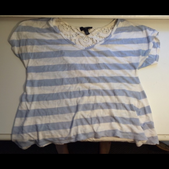 Light blue and white crop top