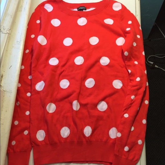 Pinkish red and white pocadotted long sleeve