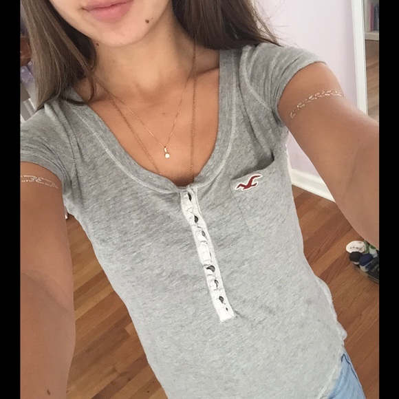 Heather Grey Hollister T-Shirt W/ Breast Pocket