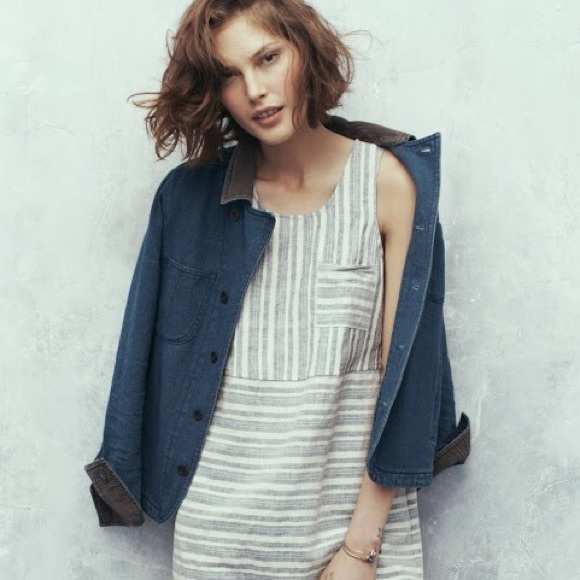 Madewell blue and white sleeveless dress